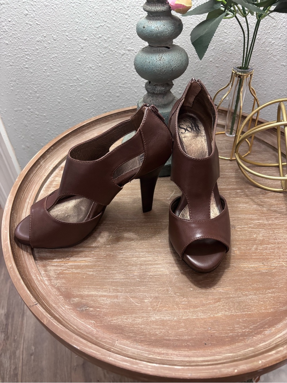 Sofft Brown Open-Toe Cutout Heels size 6 1/2